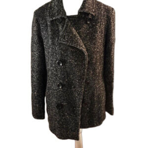 Jason Kole Women's Pea Coat Black and White Wool Blend Size M